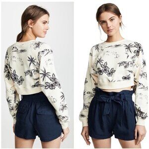 FREE PEOPLE Aloha Cream Cropped Long Sleeve Sweatshirt Size XS